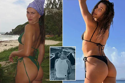 شوک «هیلی بیبر» به اینترنت؛ نمایش بدن برهنه و بیکینی بنددار در آغوش «جاستین بیبر»!