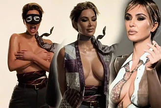 رسوایی جدید کیم کارداشیان: برهنگی کامل، سینه‌های نقاشی‌شده و سیگار در دست