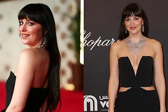 جنجال آفرینی داکوتا جانسون با لباس نیمه عریان در قلب عربستان